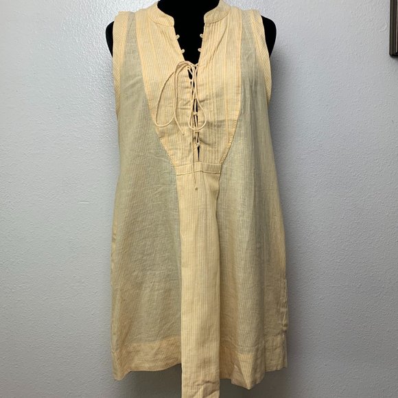 Free People Poppin Off Yellow White Stripe Dress - Picture 2 of 8